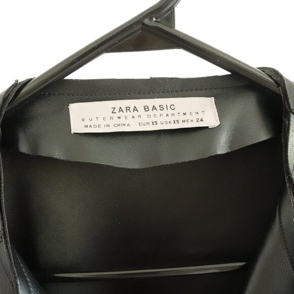 Like New Zara Faux Leather Collarless Jacket in size XS - Picture 7 of 13
